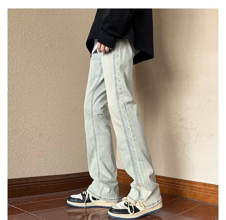 2024 Autumn/Spring New American Style Men's Jeans Washed Vintage Slim Long Pants High Street Loose Straight Trousers Trendy Casual Pants Men's Autumn/Winter Trendy Brand Cool Cuff Pants New Denim Harem Long Pants Men's Oversized Trendy
