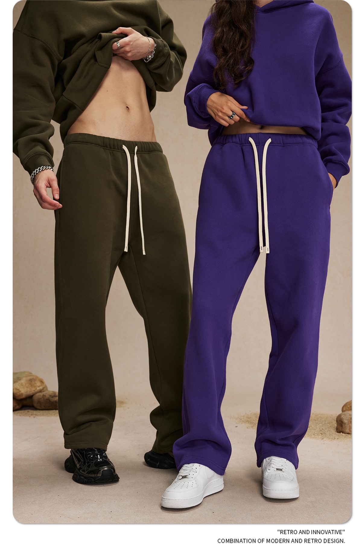 2024 Autumn/Winter New Arrival 350g Thick Straight-Leg Fleece Men's Pants