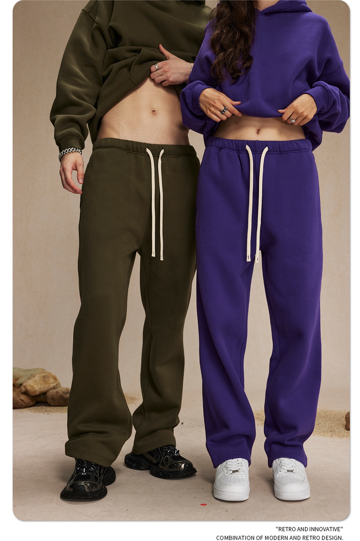 2024 Autumn/Winter New Arrival 350g Thick Straight-Leg Fleece Men's Pants
