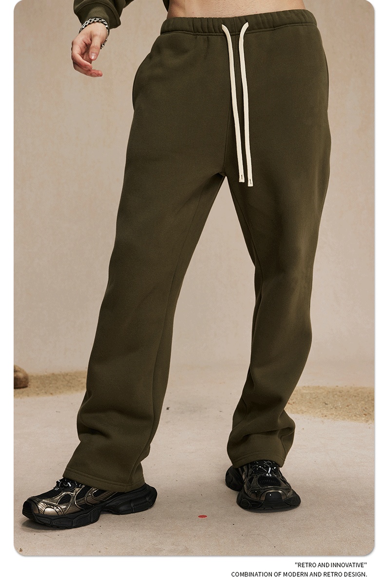 2024 Autumn/Winter New Arrival 350g Thick Straight-Leg Fleece Men's Pants