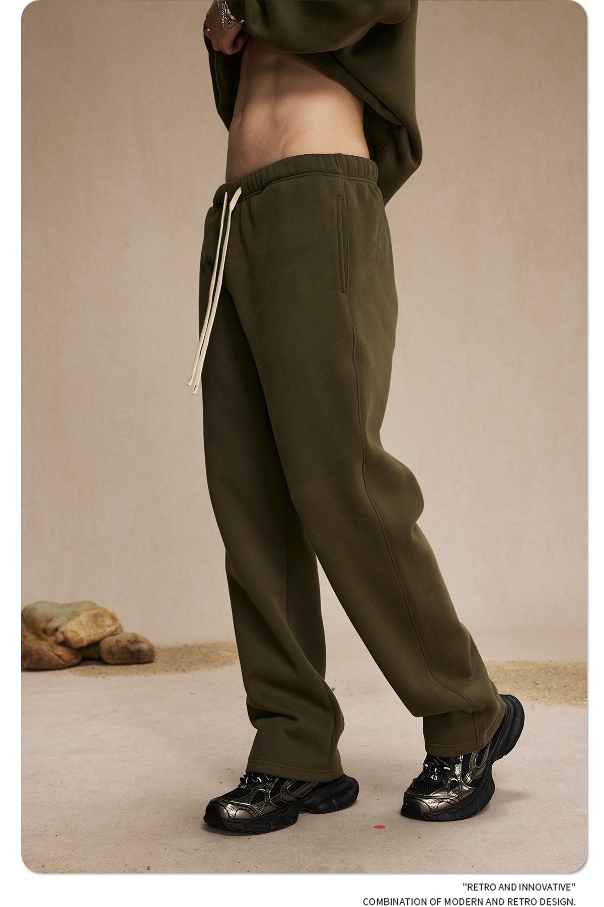 2024 Autumn/Winter New Arrival 350g Thick Straight-Leg Fleece Men's Pants