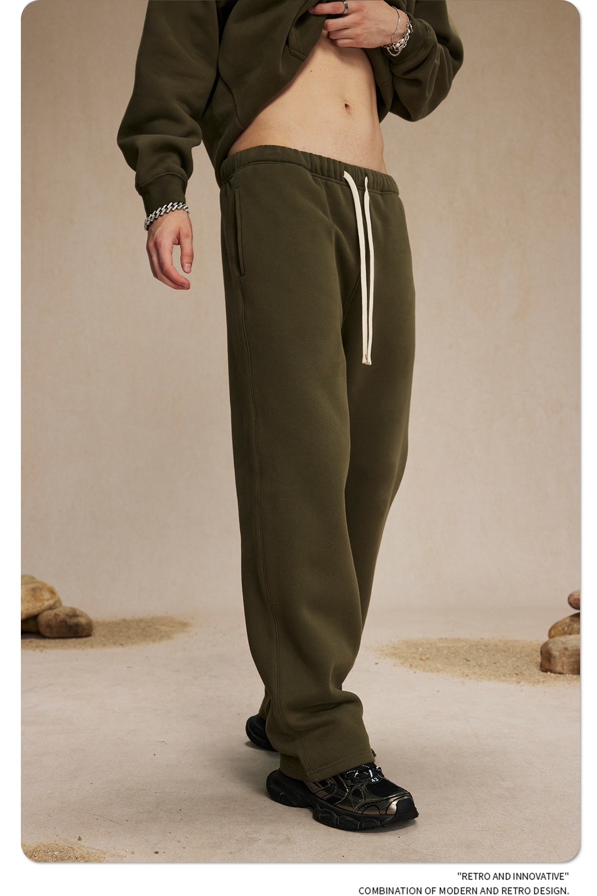 2024 Autumn/Winter New Arrival 350g Thick Straight-Leg Fleece Men's Pants