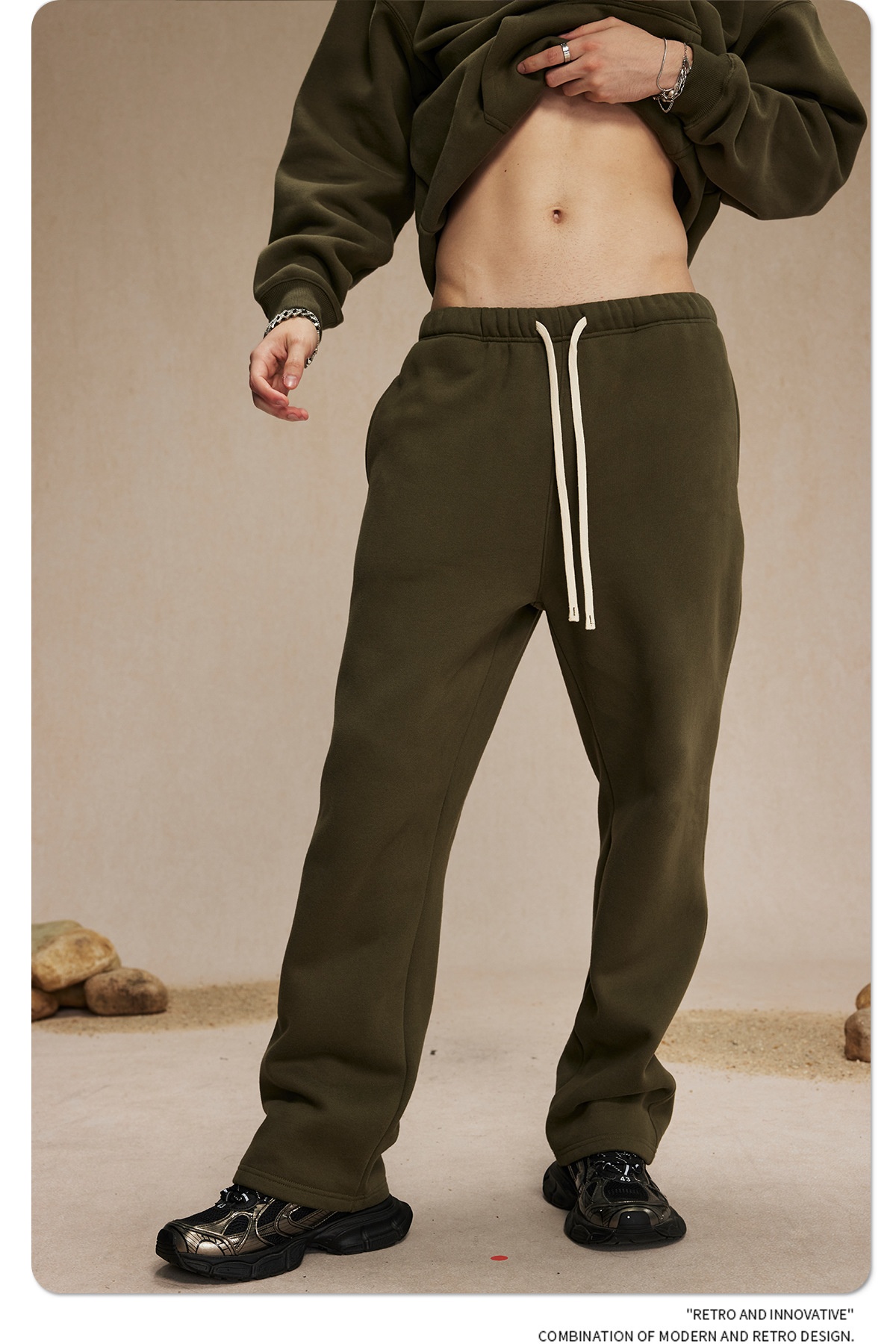 2024 Autumn/Winter New Arrival 350g Thick Straight-Leg Fleece Men's Pants