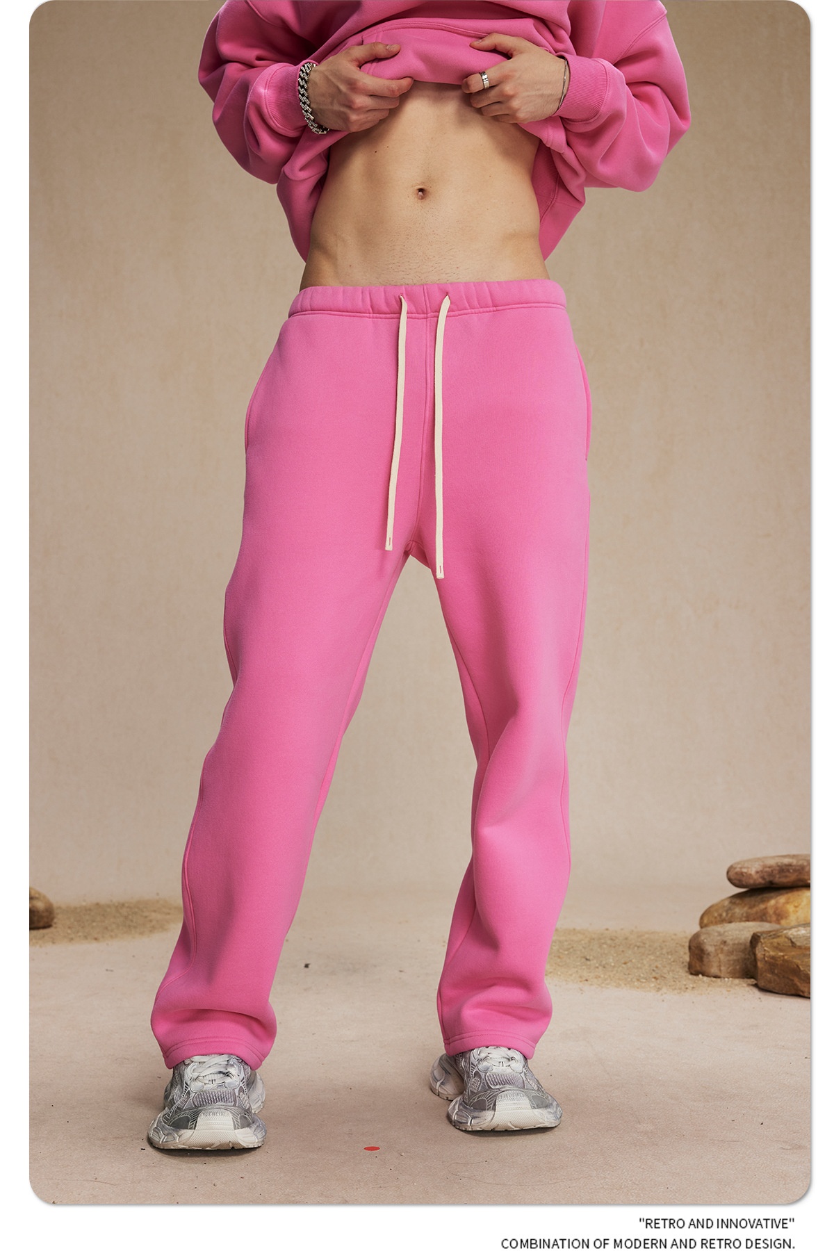 2024 Autumn/Winter New Arrival 350g Thick Straight-Leg Fleece Men's Pants