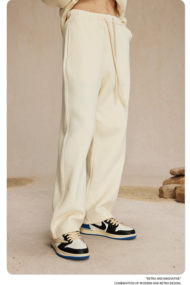2024 Autumn/Winter New Arrival 350g Thick Straight-Leg Fleece Men's Pants