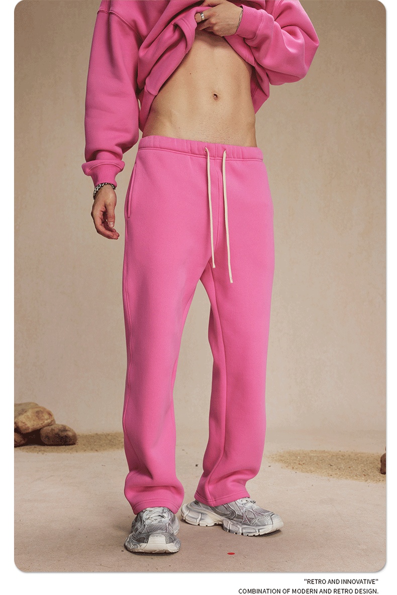2024 Autumn/Winter New Arrival 350g Thick Straight-Leg Fleece Men's Pants