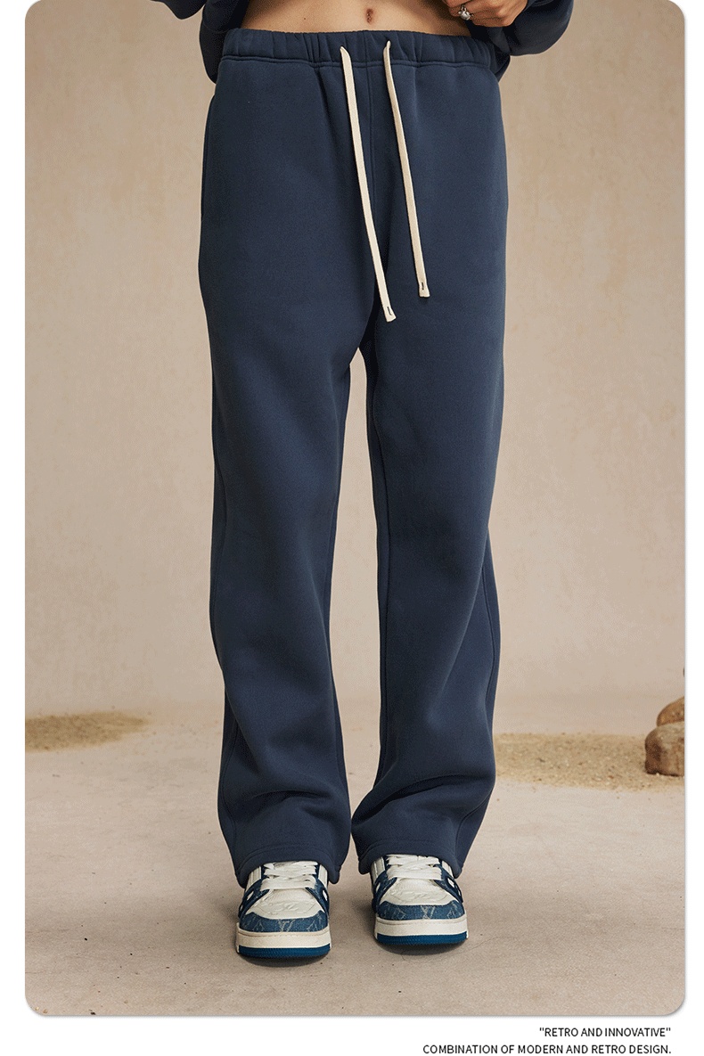 2024 Autumn/Winter New Arrival 350g Thick Straight-Leg Fleece Men's Pants