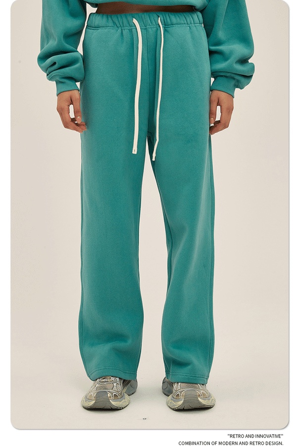 2024 Autumn/Winter New Arrival 350g Thick Straight-Leg Fleece Men's Pants