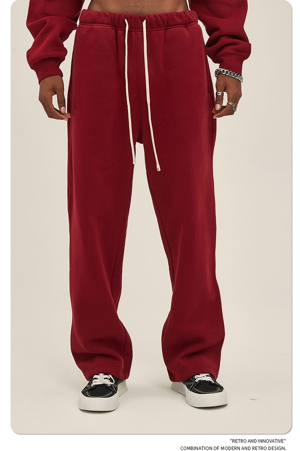2024 Autumn/Winter New Arrival 350g Thick Straight-Leg Fleece Men's Pants