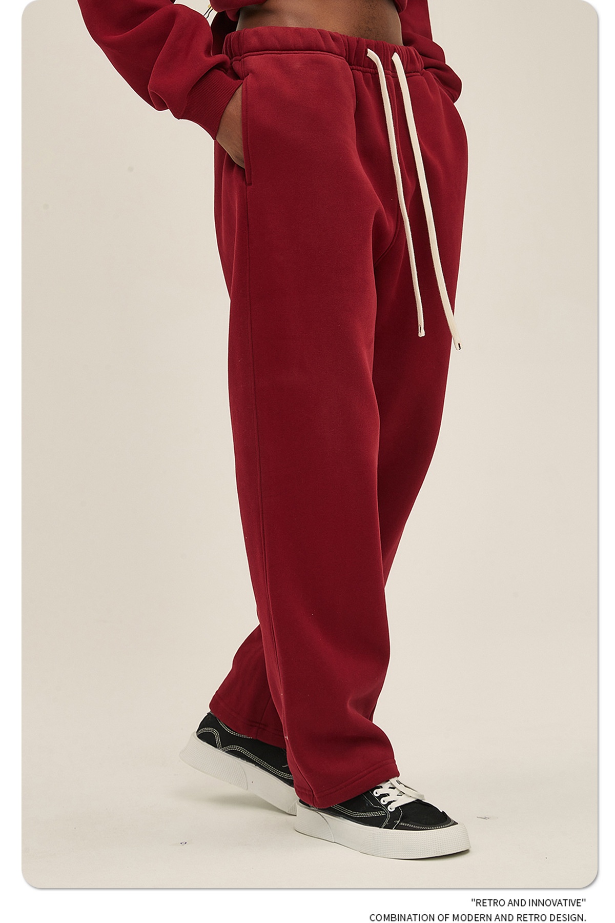 2024 Autumn/Winter New Arrival 350g Thick Straight-Leg Fleece Men's Pants