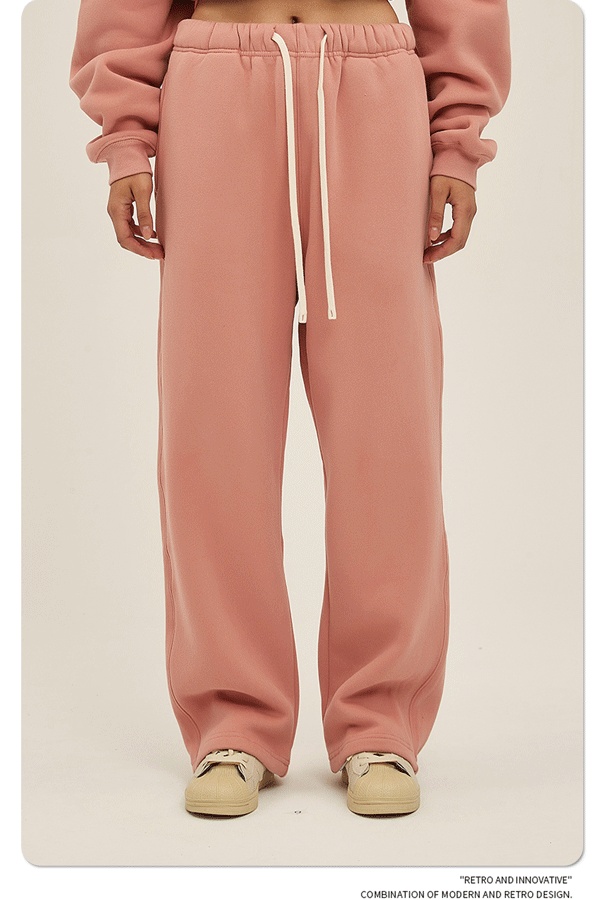 2024 Autumn/Winter New Arrival 350g Thick Straight-Leg Fleece Men's Pants