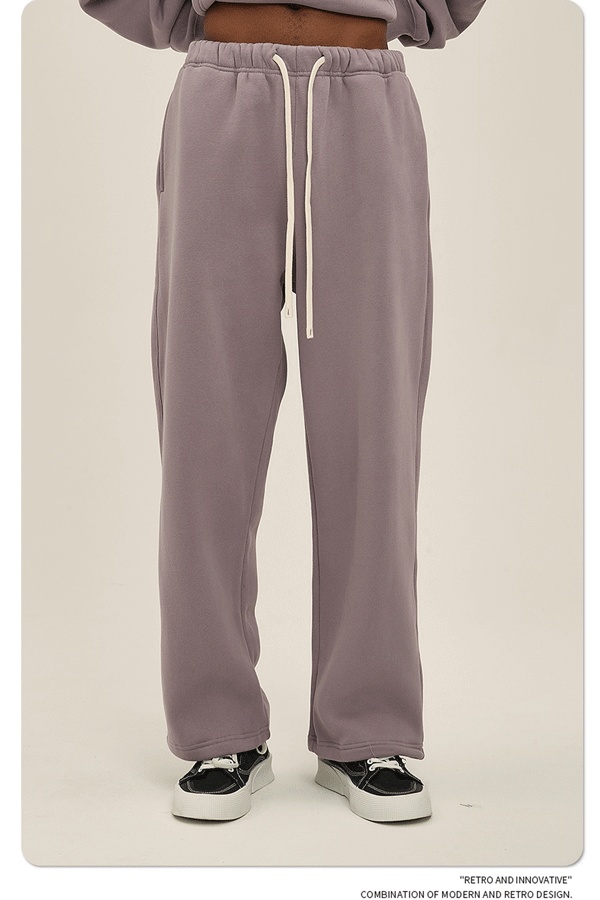 2024 Autumn/Winter New Arrival 350g Thick Straight-Leg Fleece Men's Pants