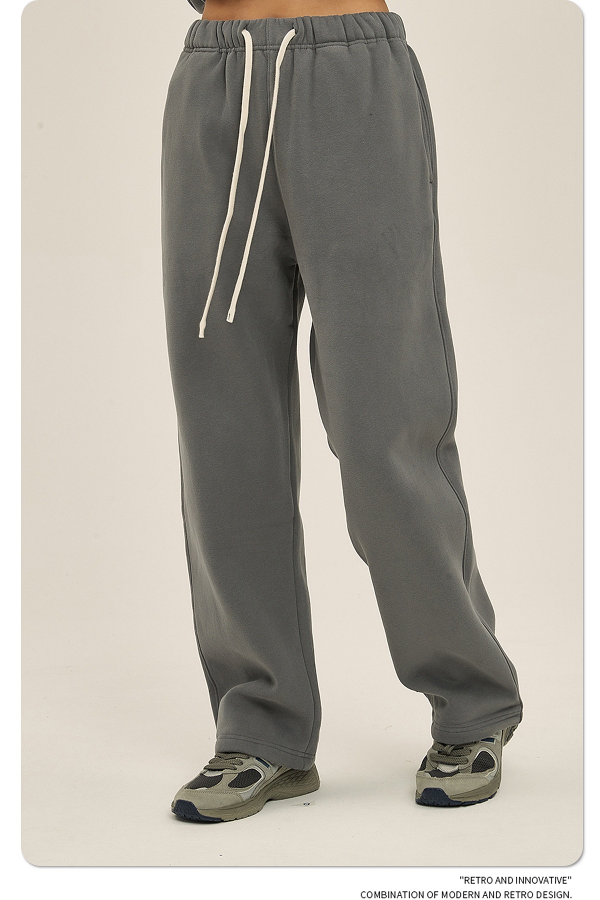 2024 Autumn/Winter New Arrival 350g Thick Straight-Leg Fleece Men's Pants