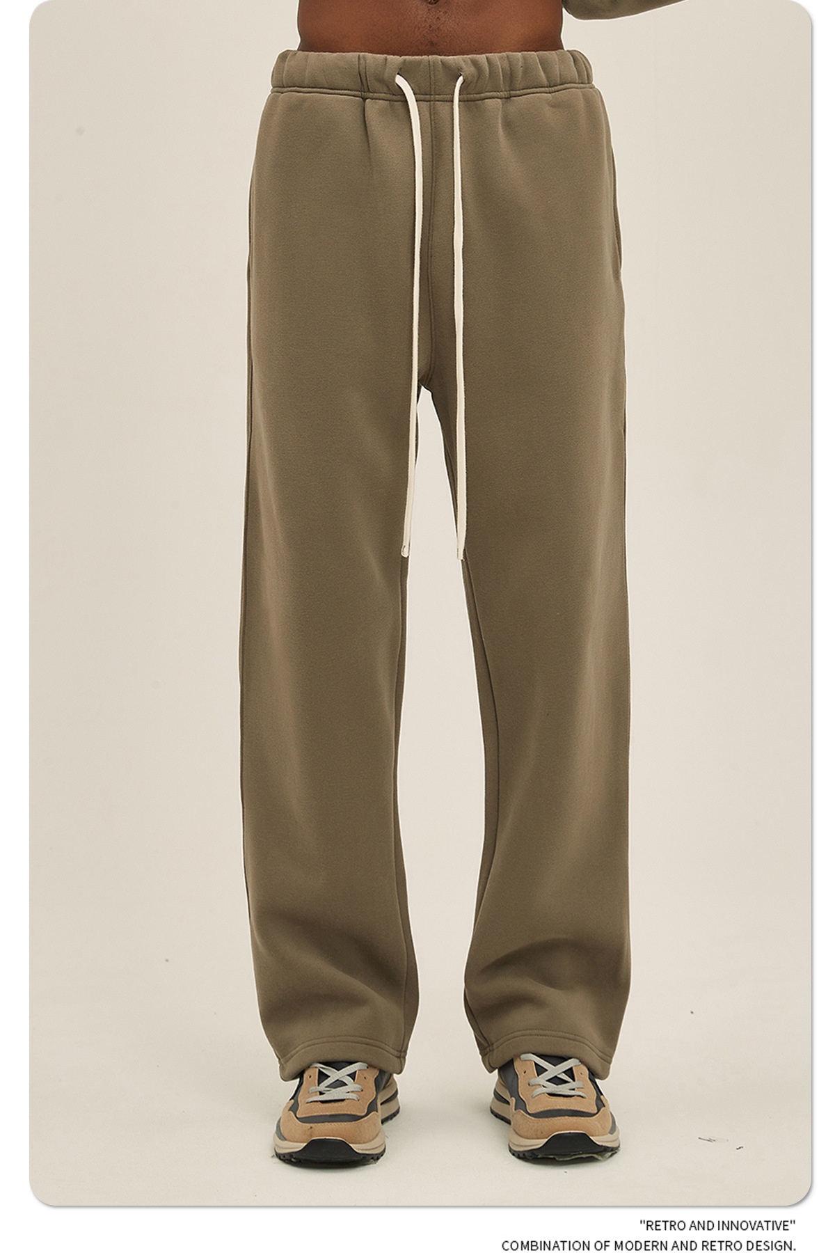 2024 Autumn/Winter New Arrival 350g Thick Straight-Leg Fleece Men's Pants