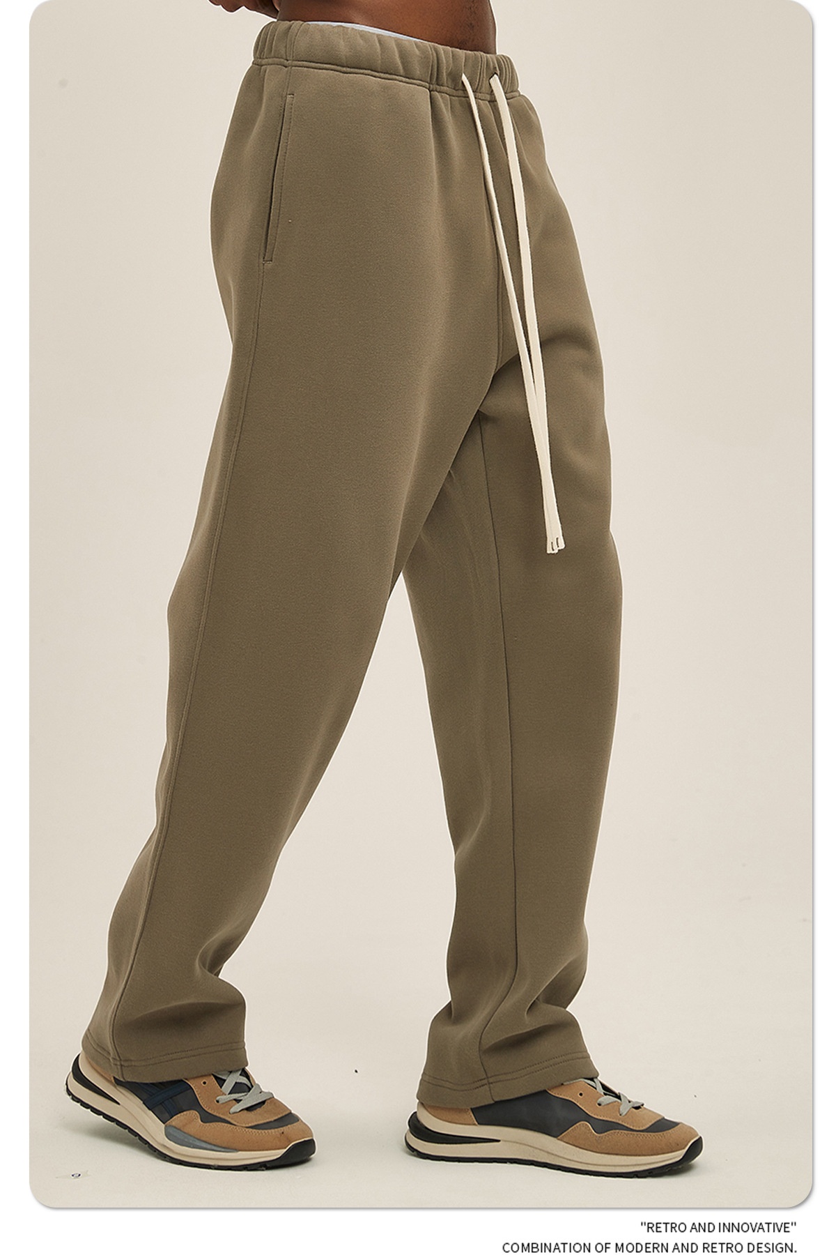 2024 Autumn/Winter New Arrival 350g Thick Straight-Leg Fleece Men's Pants
