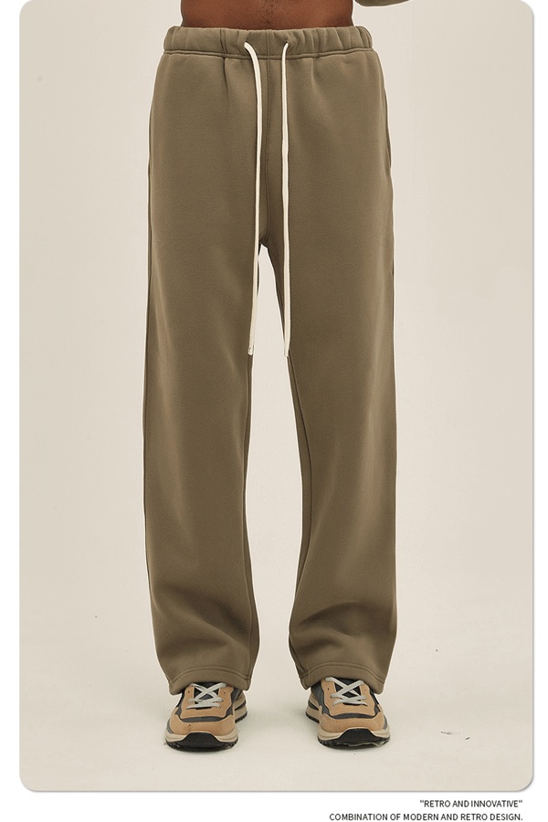 2024 Autumn/Winter New Arrival 350g Thick Straight-Leg Fleece Men's Pants