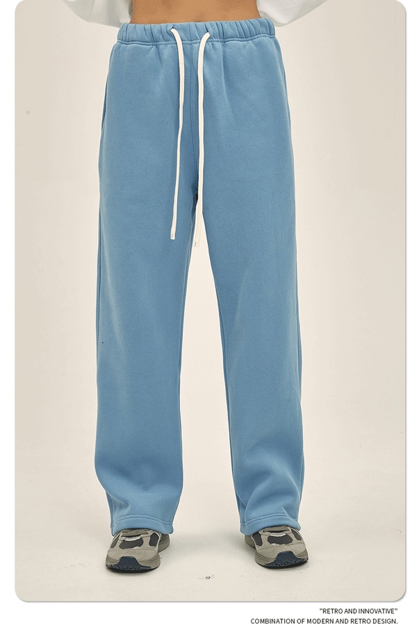 2024 Autumn/Winter New Arrival 350g Thick Straight-Leg Fleece Men's Pants