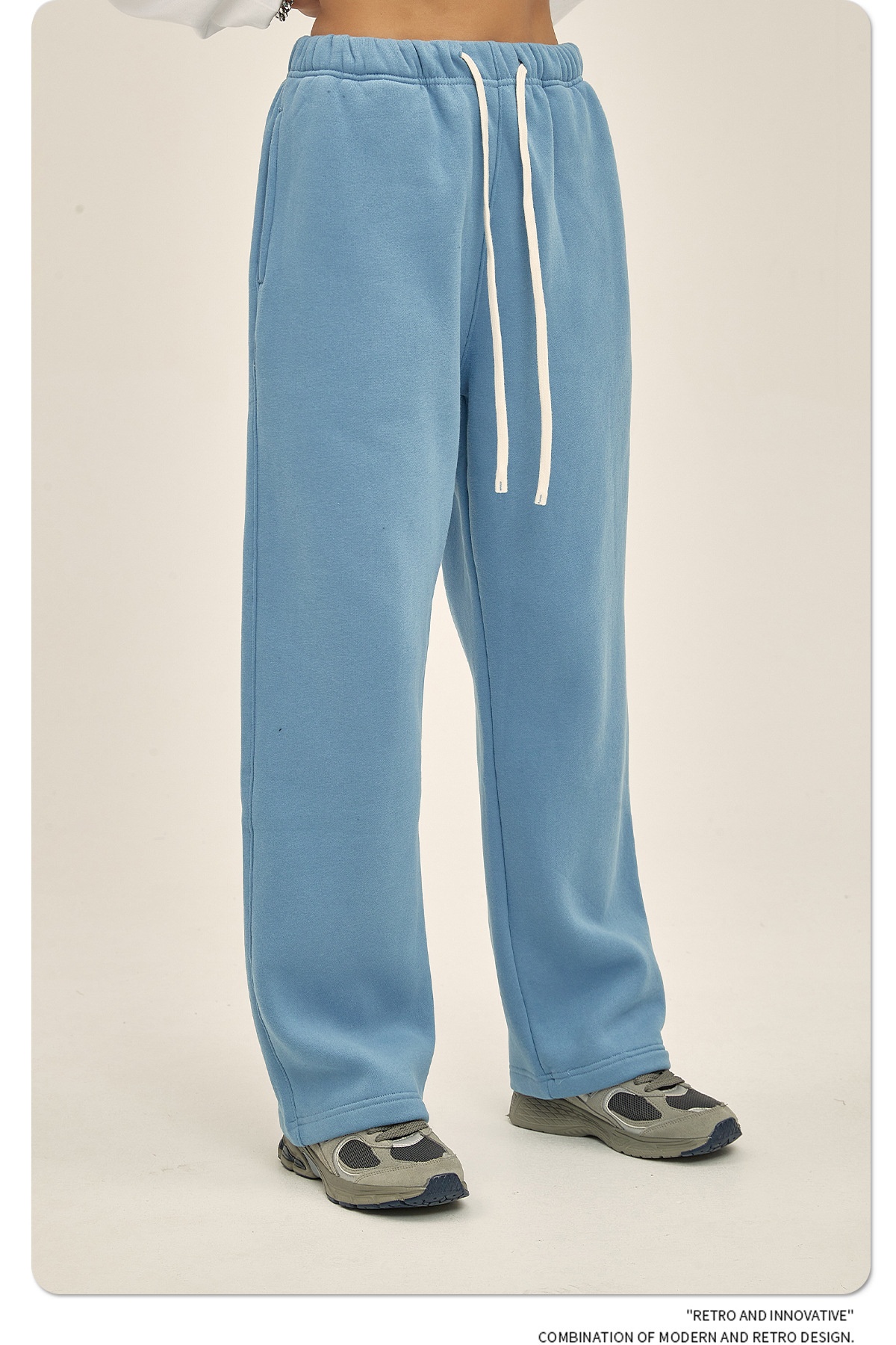 2024 Autumn/Winter New Arrival 350g Thick Straight-Leg Fleece Men's Pants