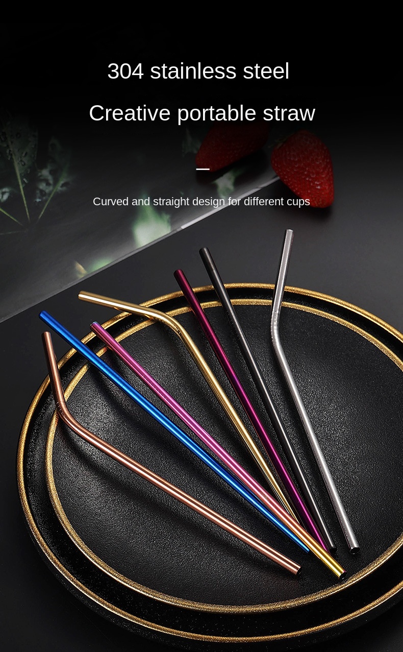 Portable 304 Stainless Steel Straw Set