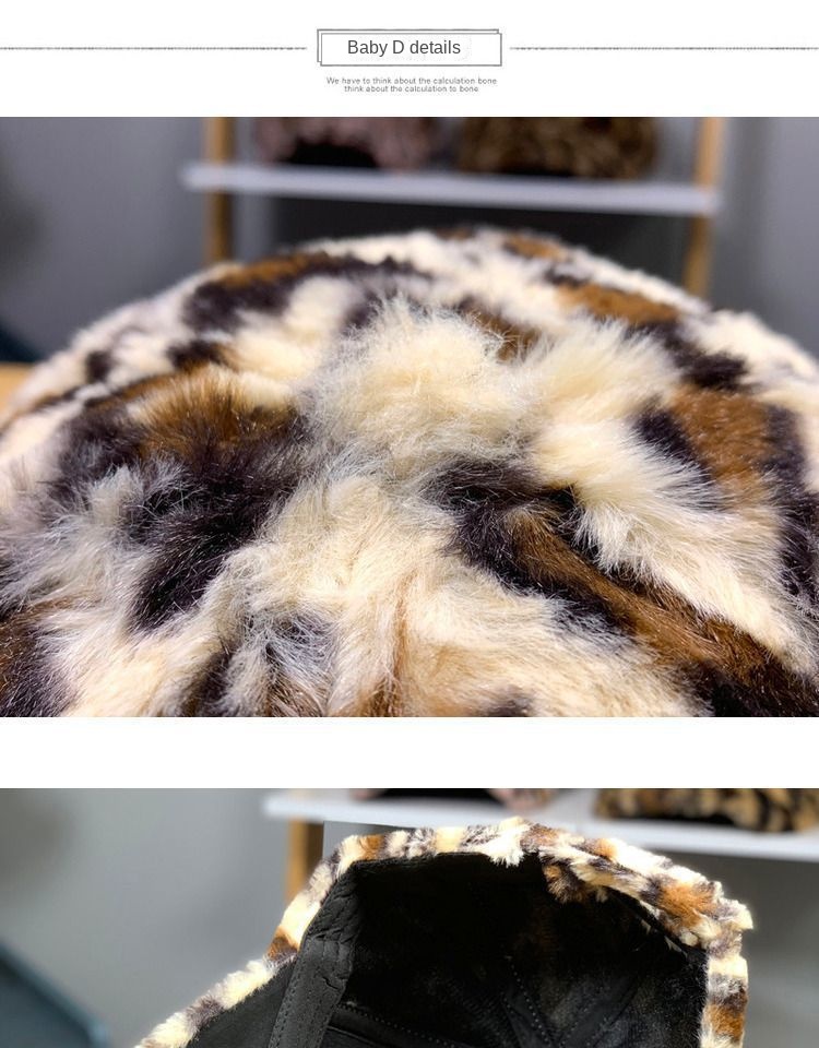 Fashionable Leopard Print Mink Fur Cap